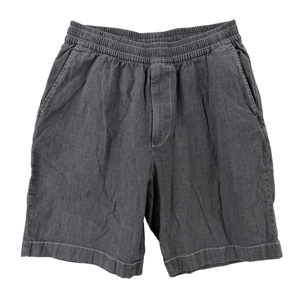 Uniqlo Shorts Mens Medium Gray Denim Chino Elastic Waist Stretch 9 Inseam Casual